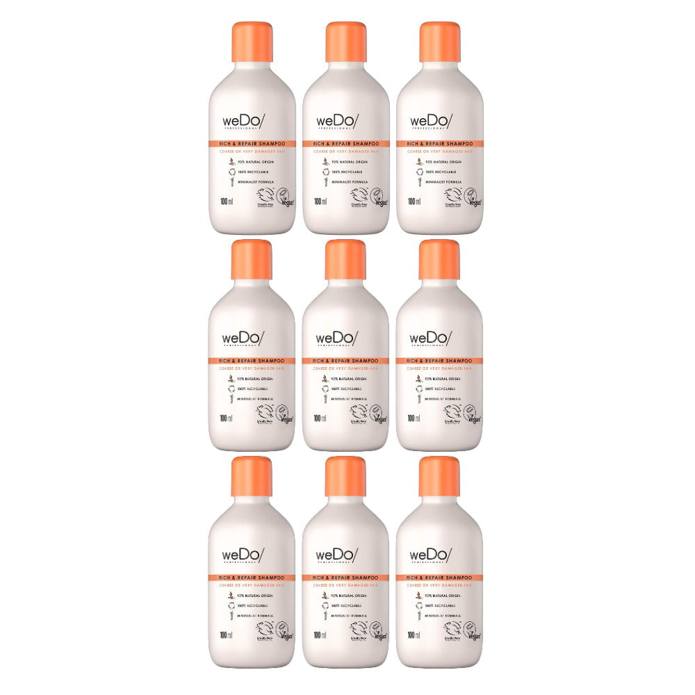 9 x weDo Professional Rich & Repair Shampoo Coarse or Very Damaged Hair 100ml