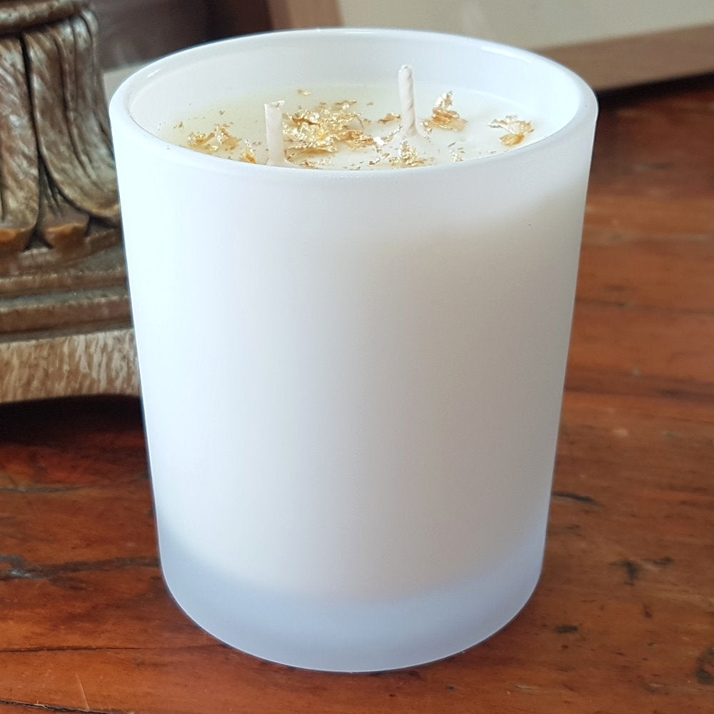 Rosy Gold Double Scented Candles Large Frosted Satin Brown Sugar & Vanilla - Makeup Warehouse Australia