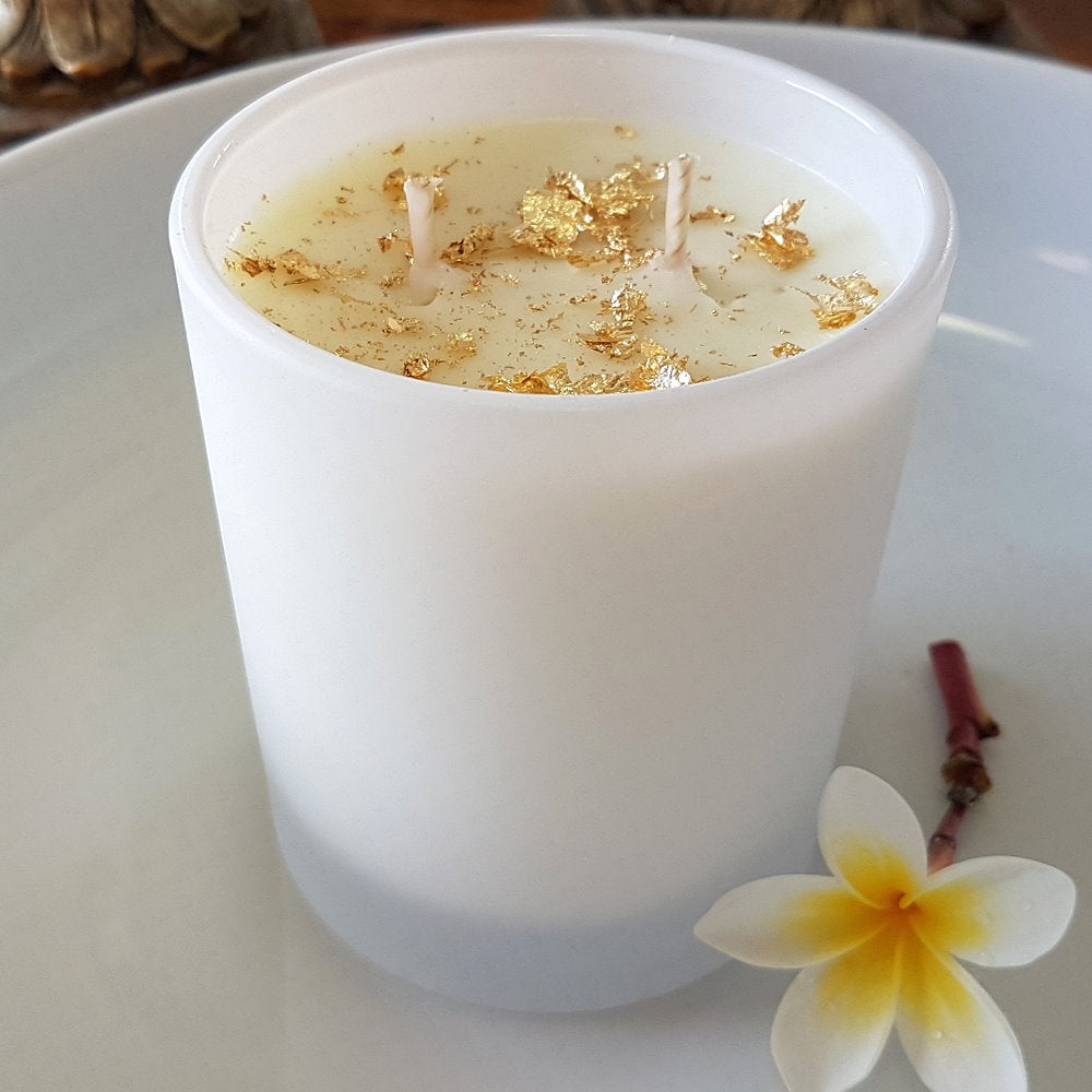 Rosy Gold Double Scented Candles Large Frosted Satin Brown Sugar & Vanilla - Makeup Warehouse Australia