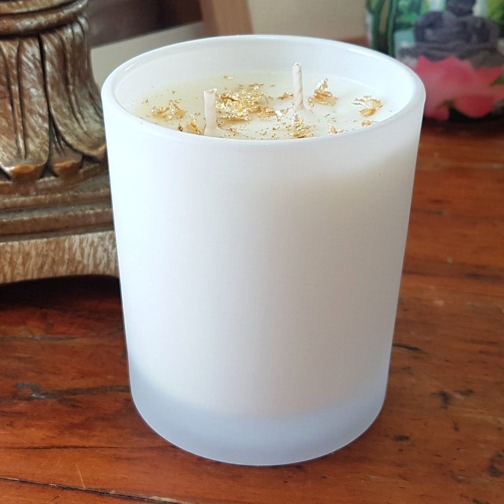 Rosy Gold Double Scented Candles Large Frosted Satin Vanilla Bean - Makeup Warehouse Australia