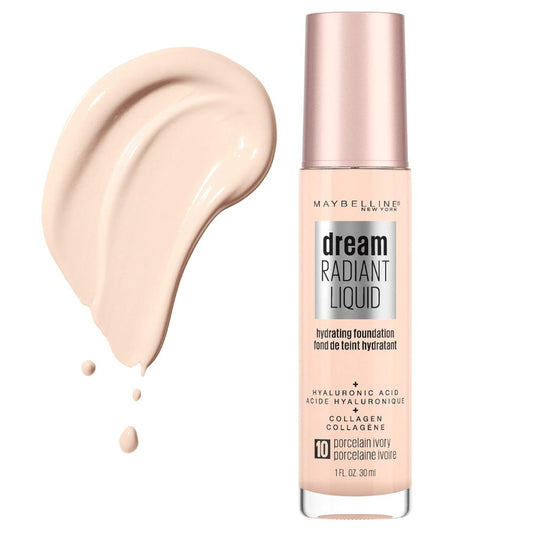 4pk Maybelline Dream Radiant Liquid Foundation 10 Porcelain Ivory - Makeup Australia Online Warehouse Store