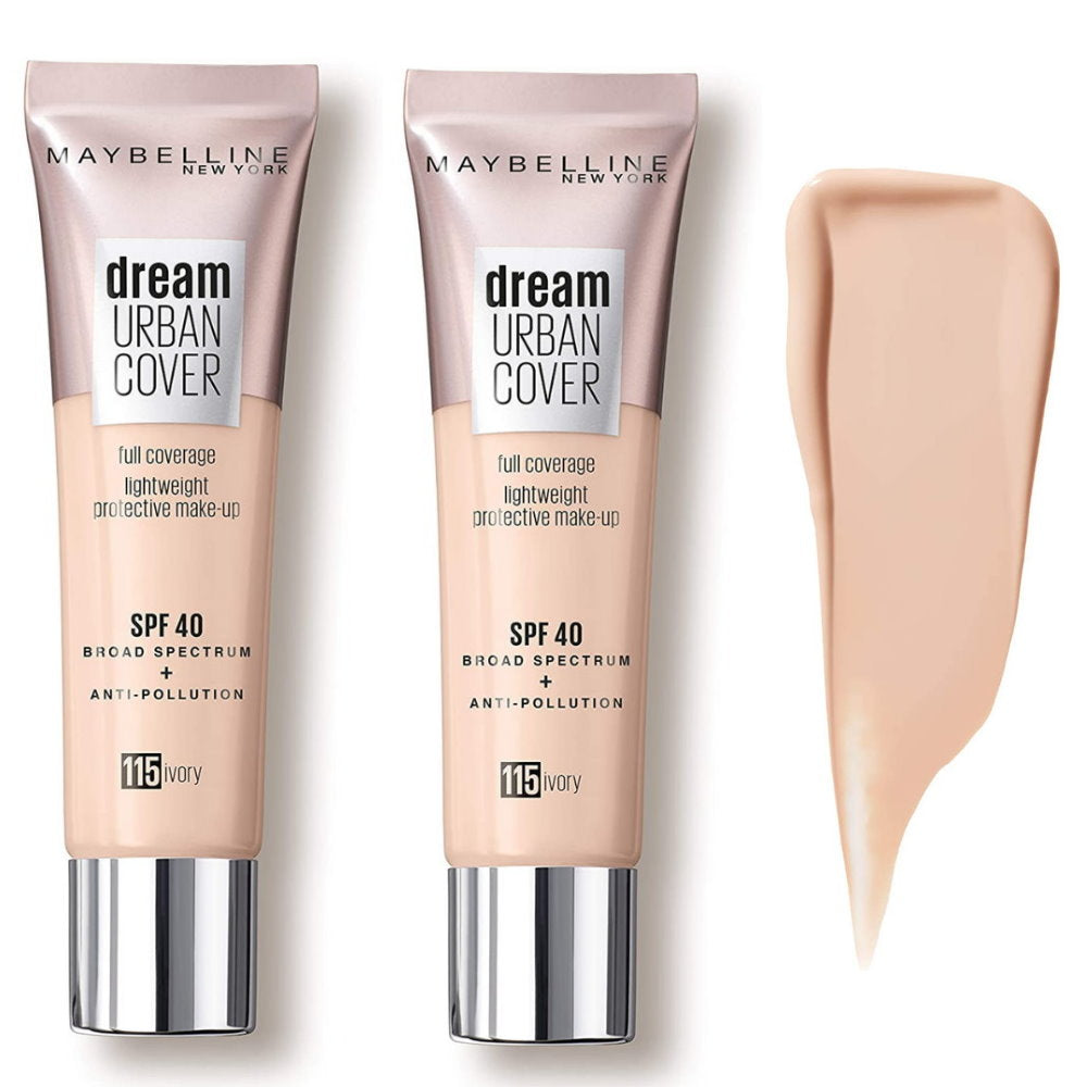 2 for 1 - Maybelline Dream Urban Cover Full Coverage 115 Ivory - Makeup Warehouse Australia