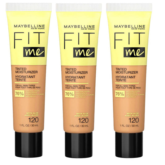 3x Maybelline Fit Me Tinted Moisturizer with Aloe 30ml 120 (carded)