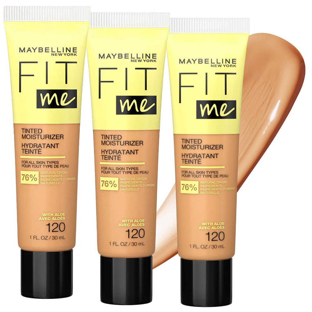 3x Maybelline Fit Me Tinted Moisturizer with Aloe 30ml 120 (carded)