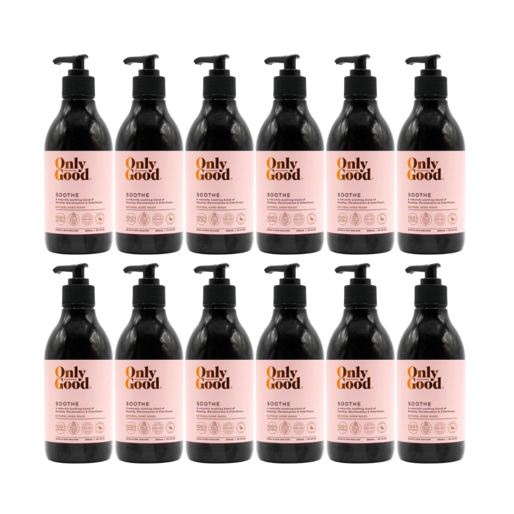 12x Only Good Soothe Natural Hand Wash Rosehip Marshmallow and Elderflower 300ml