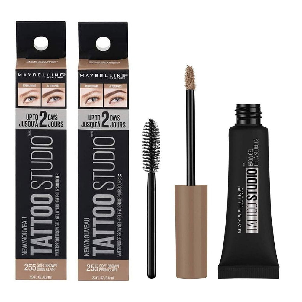 2x Maybelline Tattoo Studio Waterproof Brow Gel 255 Soft Brown