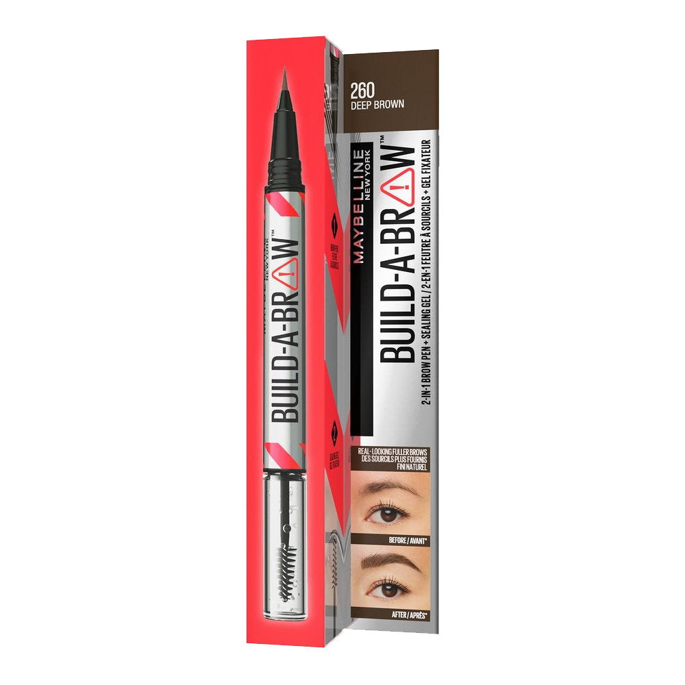 Maybelline Build A Brow 2 in 1 Pen Sealing Gel Eyebrow 260 Deep Brown