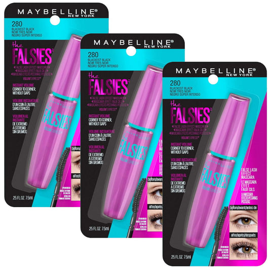 3x Maybelline the Falsies Volum Express Mascara - 280 Blackest Black