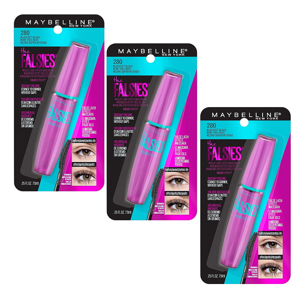 3x Maybelline the Falsies Volum Express Mascara - 280 Blackest Black