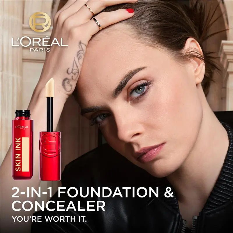 L'Oreal Paris advertisement featuring a woman with makeup products Makeup Warehouse Australia 