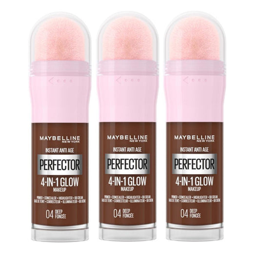 3x Maybelline Instant Anti Age Perfector 4 in 1 Glow Makeup 20ml 04 Deep