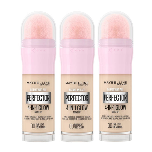 3x Maybelline Instant Anti Age Perfector 4 in 1 Glow Makeup 20ml 00 Fair Light