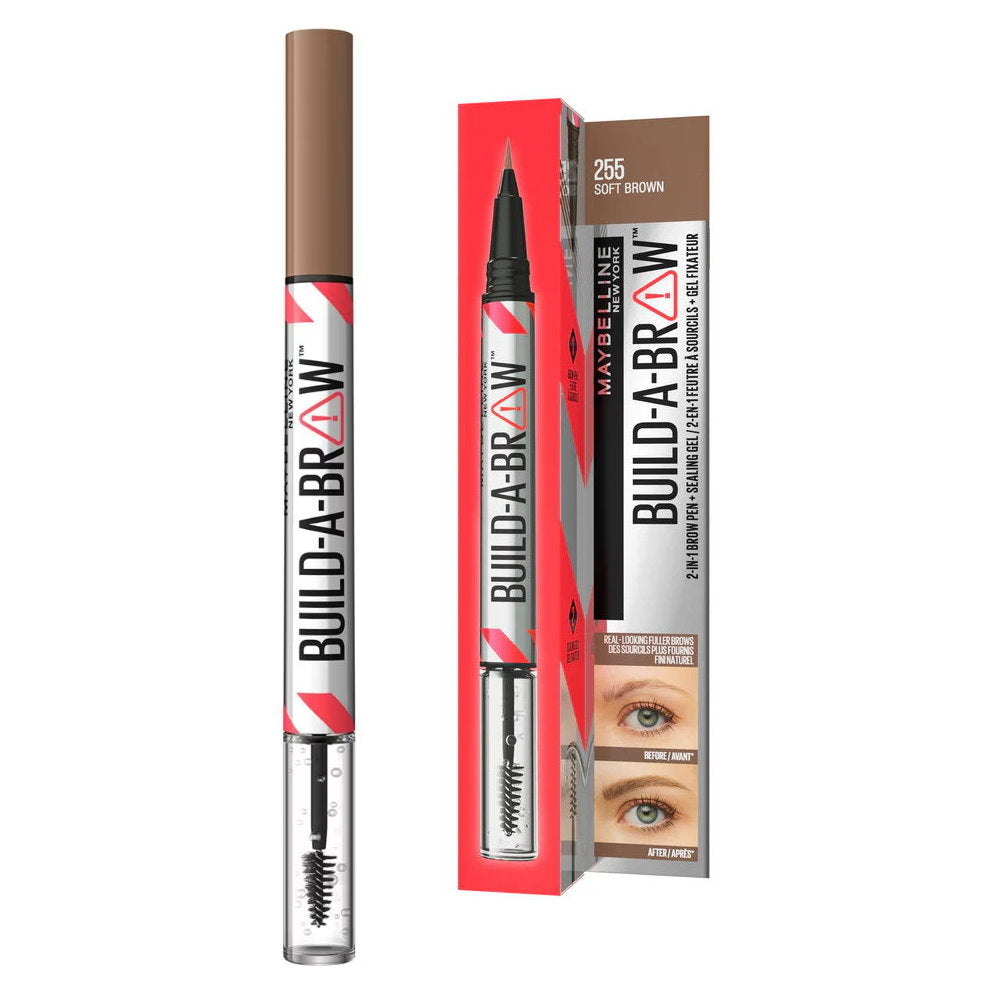 6x Maybelline Build A Brow 2 in 1 Pen Sealing Gel Eyebrow 255 Soft Brown