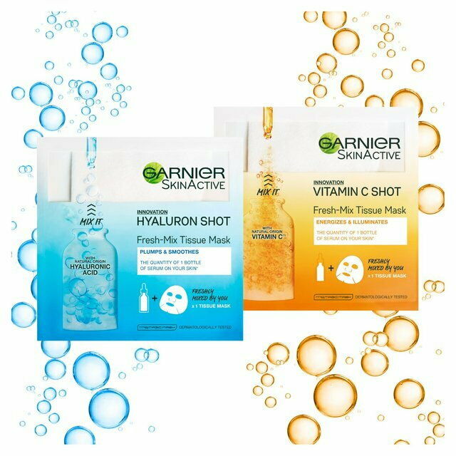 4x Garnier Skinactive Fresh Mix Tissue Mask Hyaluronic Shot 33mL