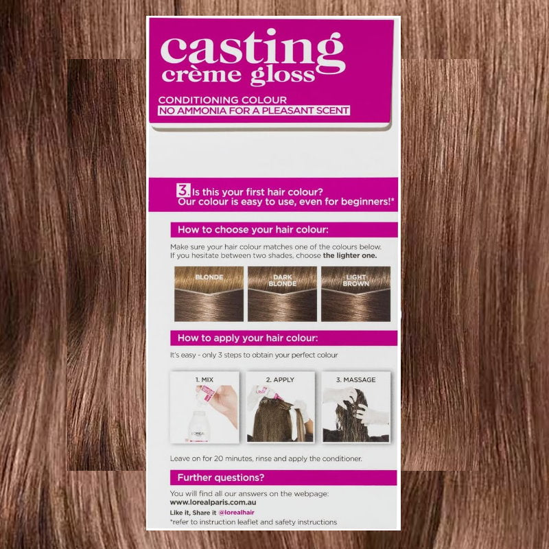 3x L'Oreal Paris Casting Creme Gloss Semi-Permanent Hair Colour 613 Iced Mochaccino