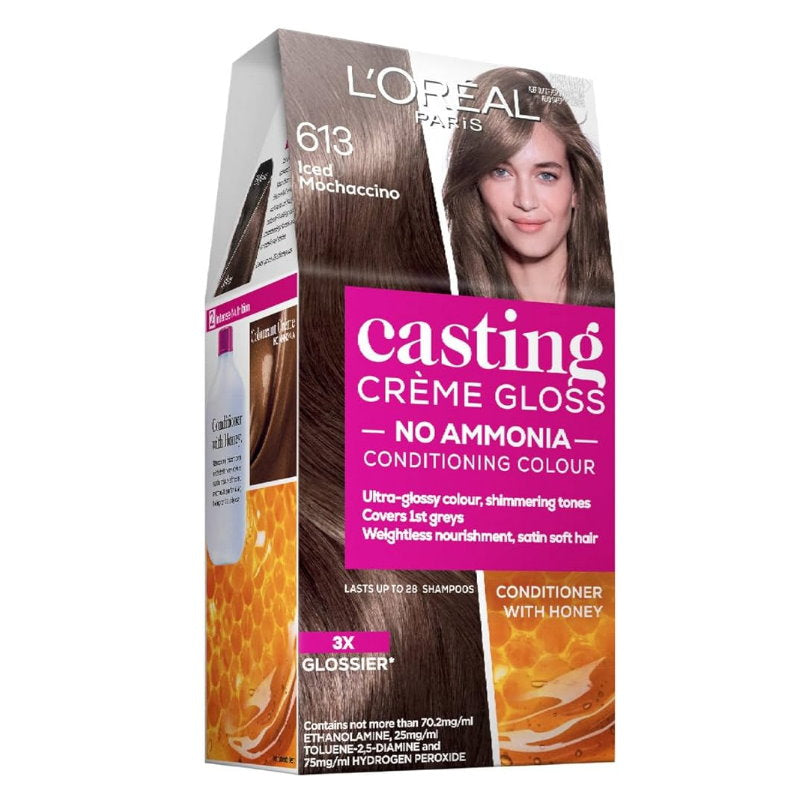 3x L'Oreal Paris Casting Creme Gloss Semi-Permanent Hair Colour 613 Iced Mochaccino