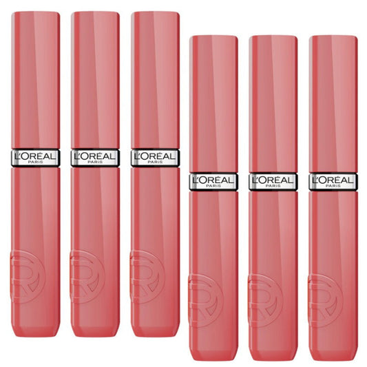 Six L'Oreal lipsticks in a row on a white background - Makeup Warehouse Australia