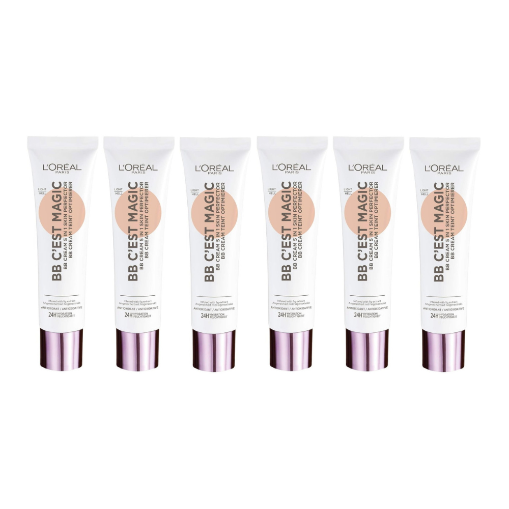 6x LOreal C'est Magic BB Cream 5 in 1 Skin Perfector 02 Light - Light Skin Tone 30mL