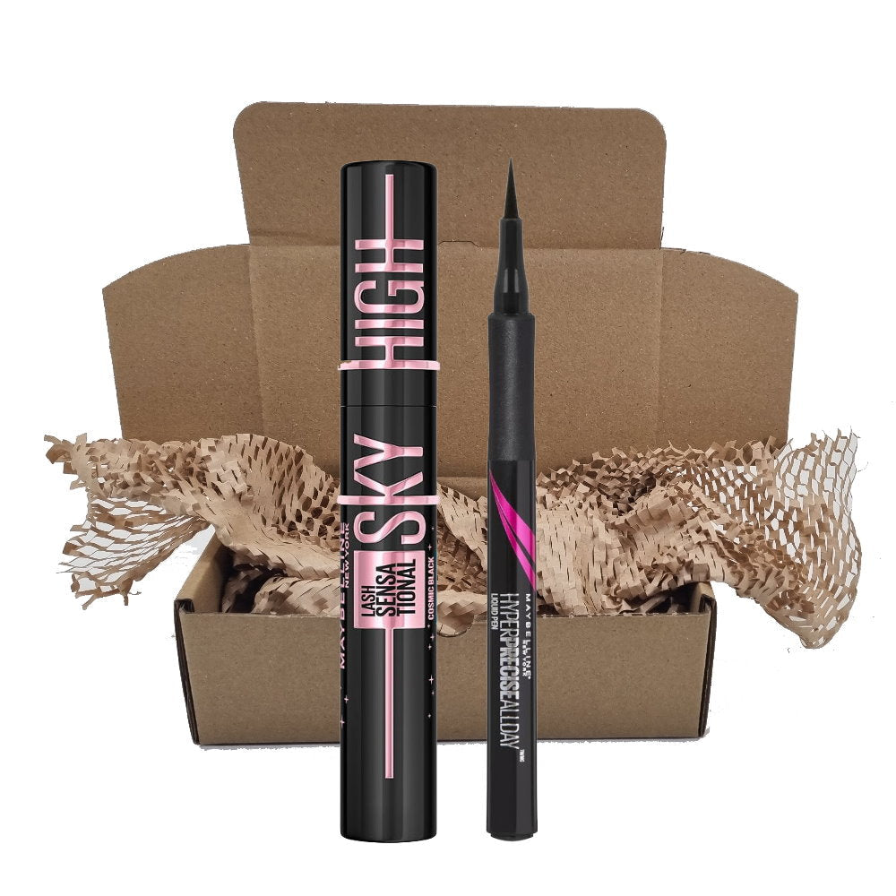 2pk SET Maybelline Sky High Mascara Cosmic Black and Hyper Eyeliner 700 Black