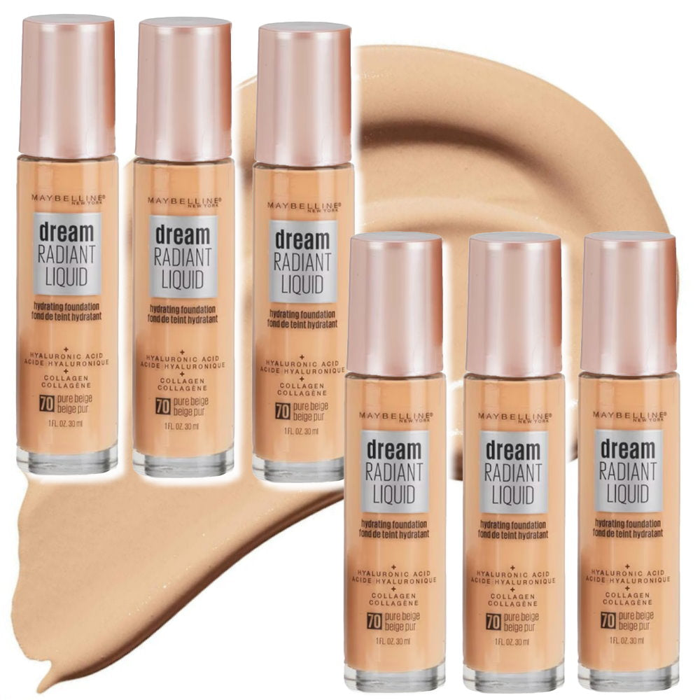 6pk Maybelline Dream Radiant Liquid Hydrating Foundation 70 Pure Beige - Makeup Australia