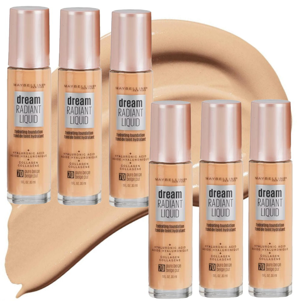 6pk Maybelline Dream Radiant Liquid Hydrating Foundation 70 Pure Beige - Makeup Australia