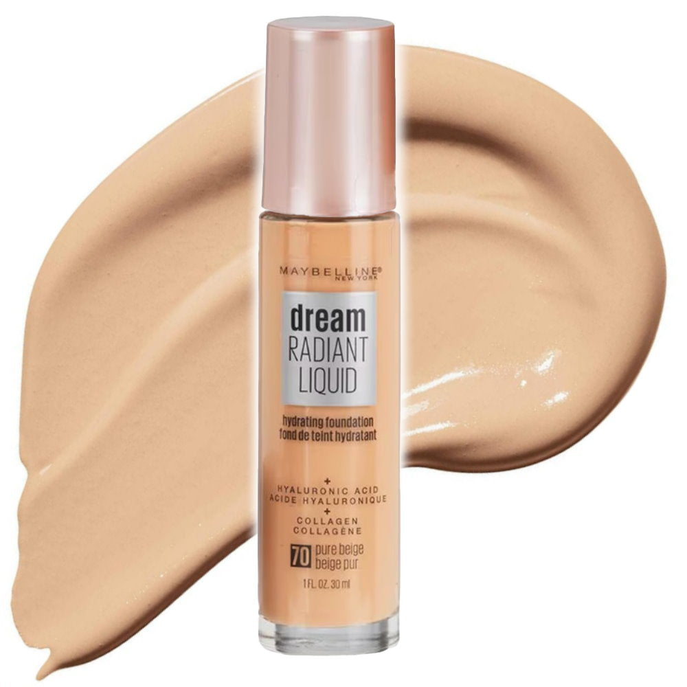 Buy 8pk Maybelline Dream Radiant Liquid Hydrating Foundation 70 Pure Beige - The BEST Makeup Store Online in Australia 