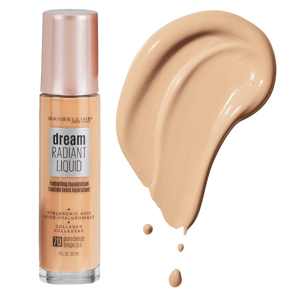 Buy 8pk Maybelline Dream Radiant Liquid Hydrating Foundation 70 Pure Beige - The BEST Makeup Store Online in Australia 