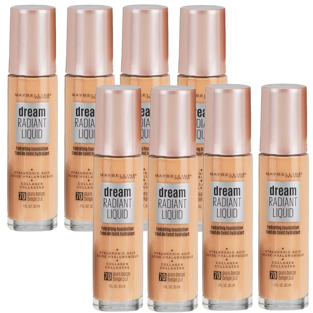 Buy 8pk Maybelline Dream Radiant Liquid Hydrating Foundation 70 Pure Beige - The BEST Makeup Store Online in Australia 