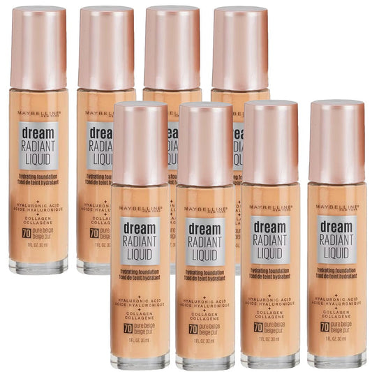 Buy 8pk Maybelline Dream Radiant Liquid Hydrating Foundation 70 Pure Beige - The BEST Makeup Store Online in Australia