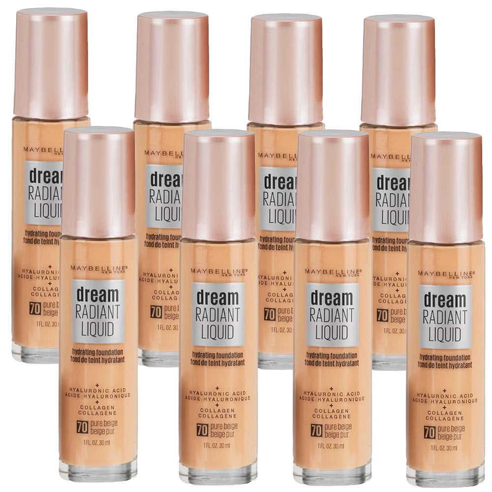 Buy 8pk Maybelline Dream Radiant Liquid Hydrating Foundation 70 Pure Beige - The BEST Makeup Store Online in Australia 