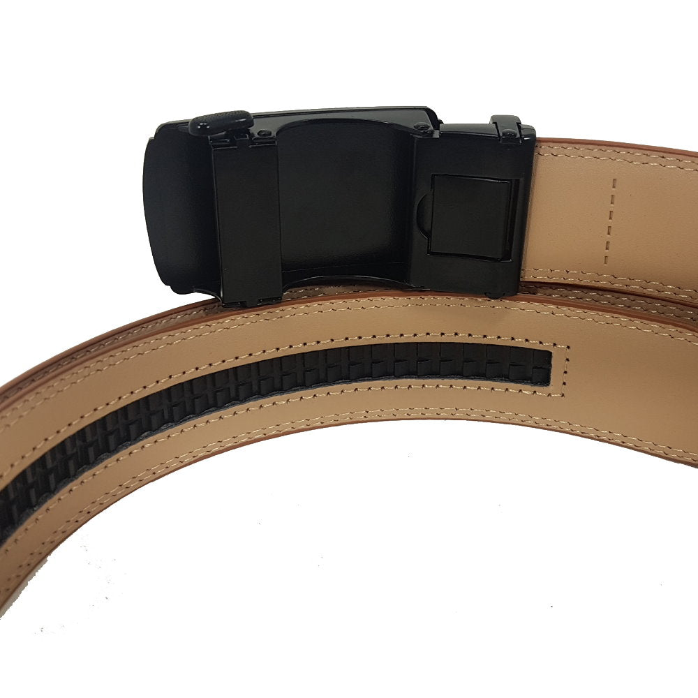 OSKA Men’s Luxury Belt Genuine Leather Buckle Tan Black - Tan Belt