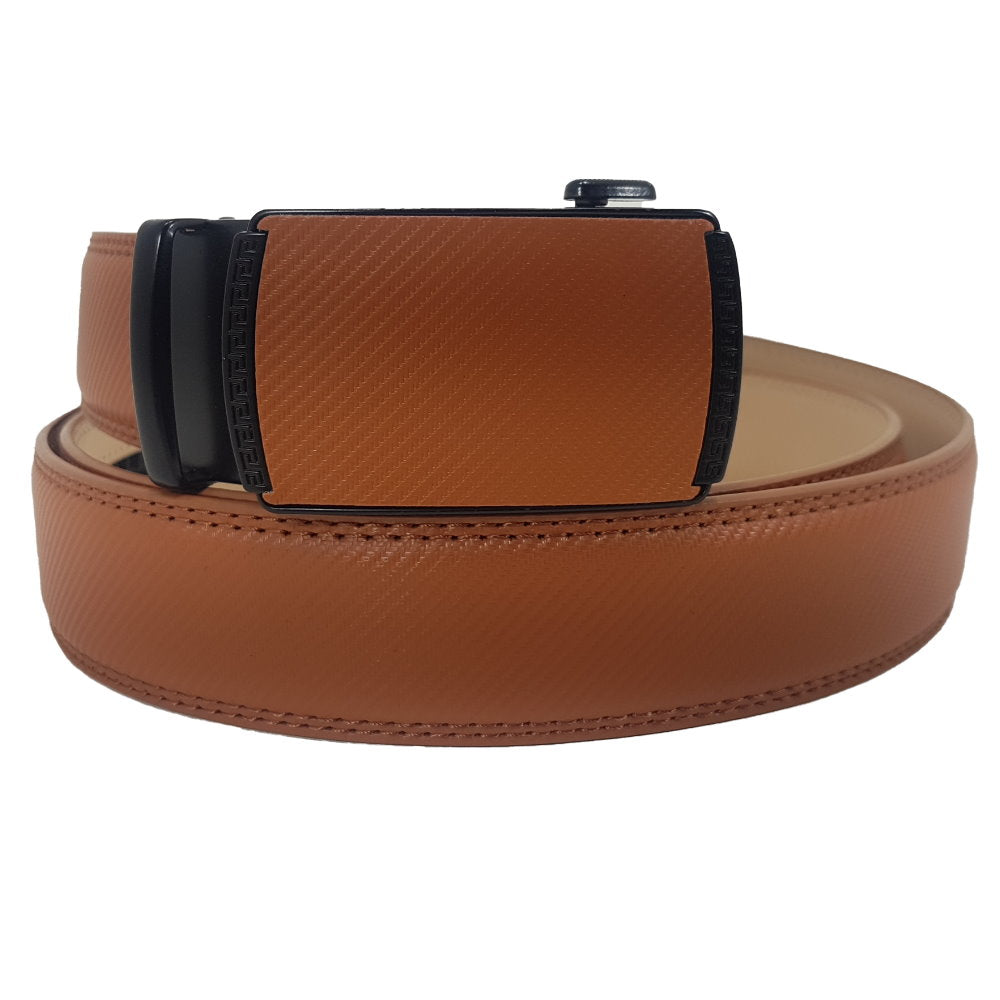 OSKA Men’s Luxury Belt Genuine Leather Buckle Tan Black - Tan Belt