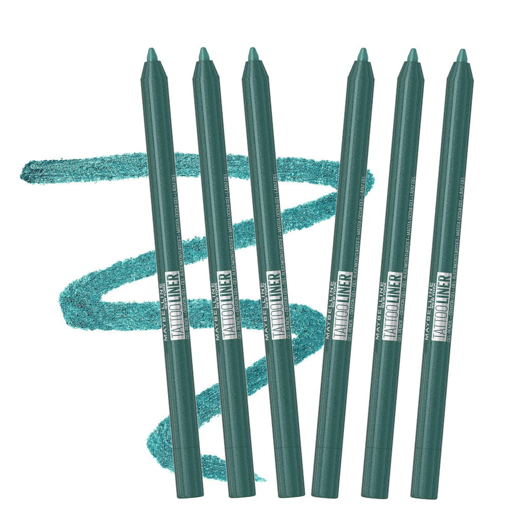 6pk Maybelline Tattoo Gel Pencil Eyeliner Green 815 Tealtini - Makeup Australia Online Warehouse Store