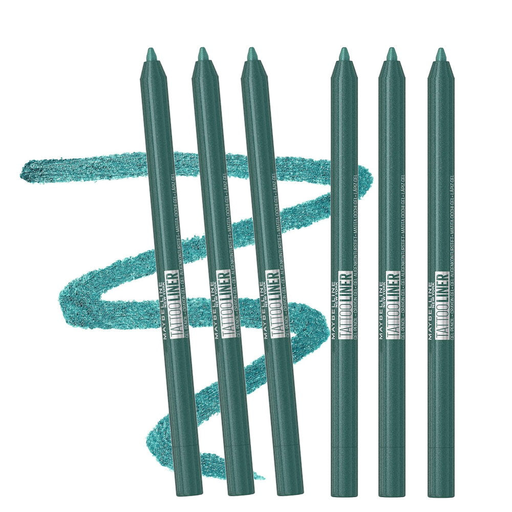 6pk Maybelline Tattoo Gel Pencil Eyeliner Green 815 Tealtini - Makeup Australia Online Warehouse Store