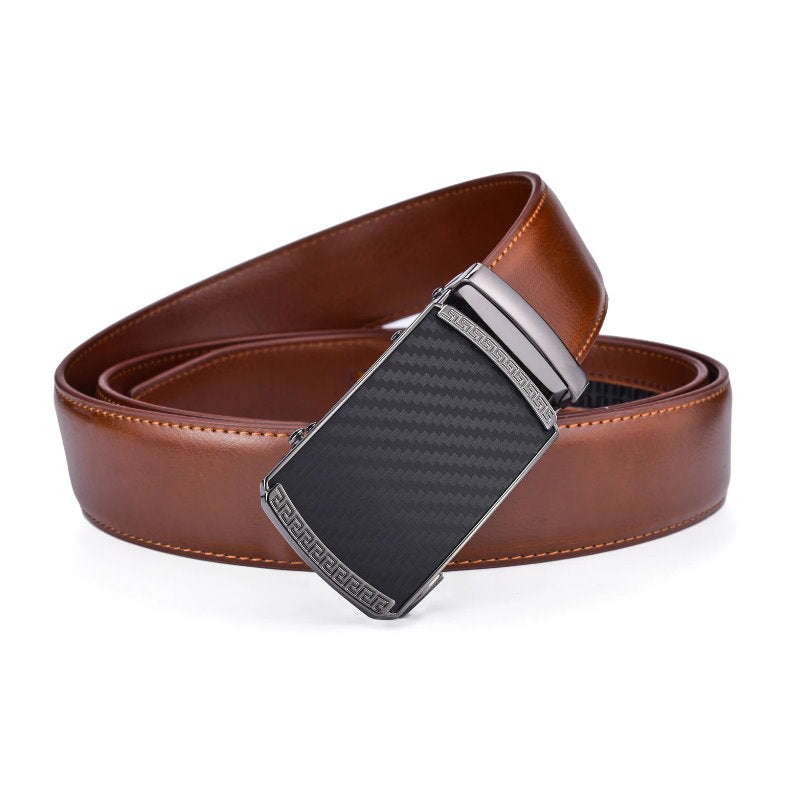 OSKA Men’s Luxury Belt Genuine Leather Buckle Black Gray Rich Brown - Makeup Warehouse Australia 