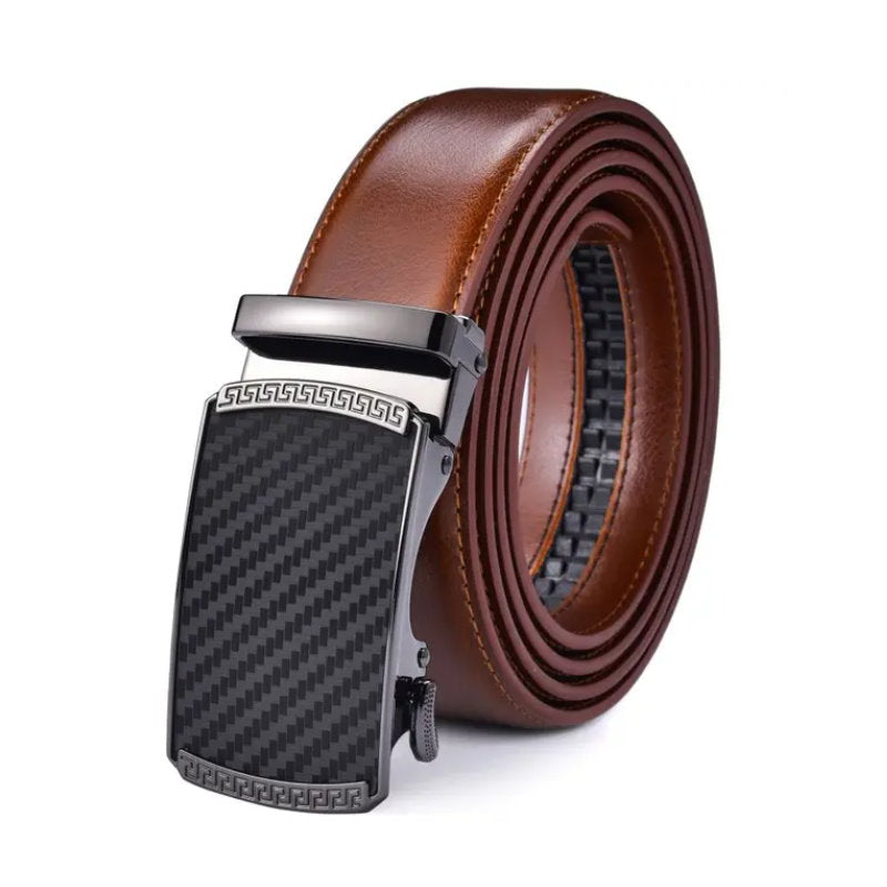 OSKA Men’s Luxury Belt Genuine Leather Buckle Black Gray Rich Brown - Makeup Warehouse Australia 