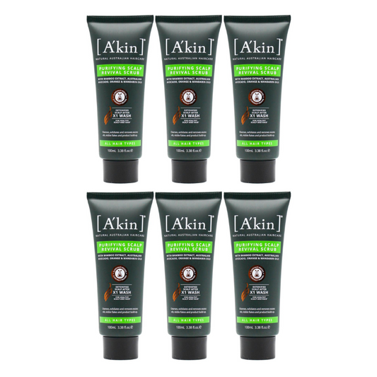 6x A'kin Purifying Scalp Revival Scrub With Bamboo Extract, Australian Avocado, Orange & Mandarin Oils 100ml