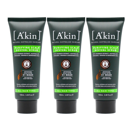 3x A'kin Purifying Scalp Revival Scrub With Bamboo Extract, Australian Avocado, Orange & Mandarin Oils 100ml