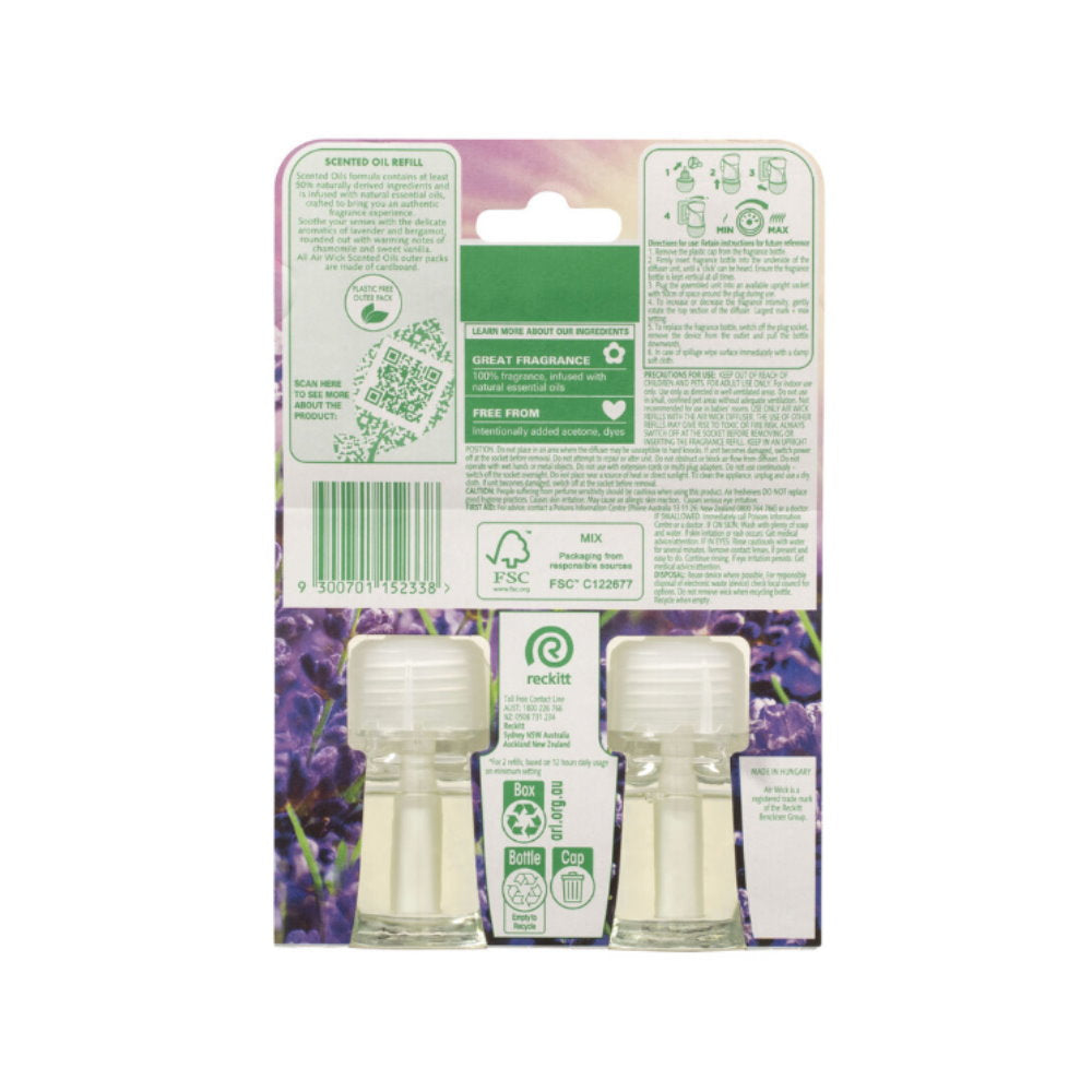 Air Wick Essential Oil Electrical Refill Lavender Twin Refill 2 x21ml