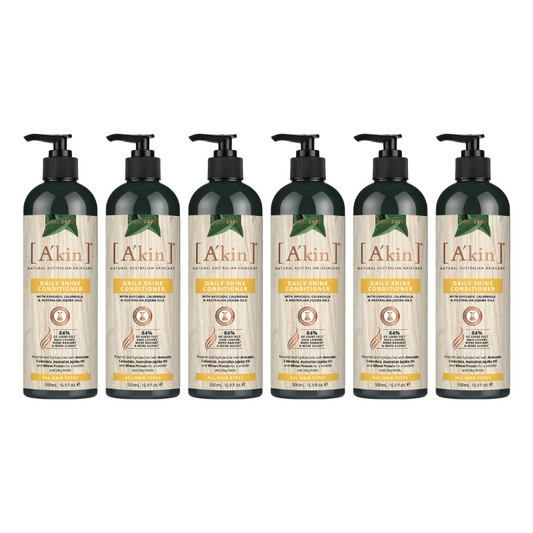 6x Akin Daily Shine Conditioner Avocado, Calendula and Australian Jojoba Oils 500ml