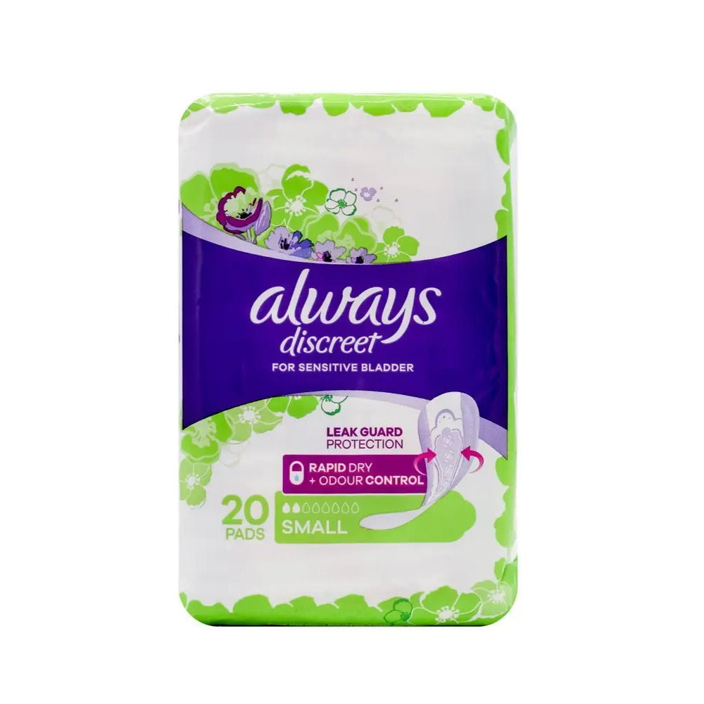 6x Always Discreet Sensitive Bladder Leak Protection Small 20per pk