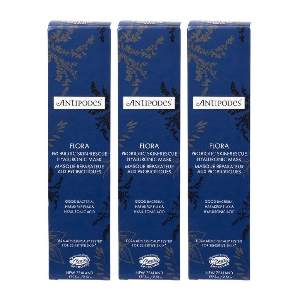 3x Antipodes Flora Probiotic Skin Rescue Hyaluronic Mask 75ml