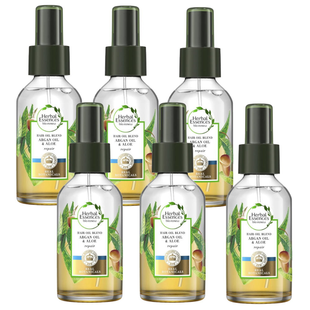 Buy 6pk Herbal Essences Hair Oil Blend Argan Oil & Aloe Repair 100ml - Makeup Warehouse Australia