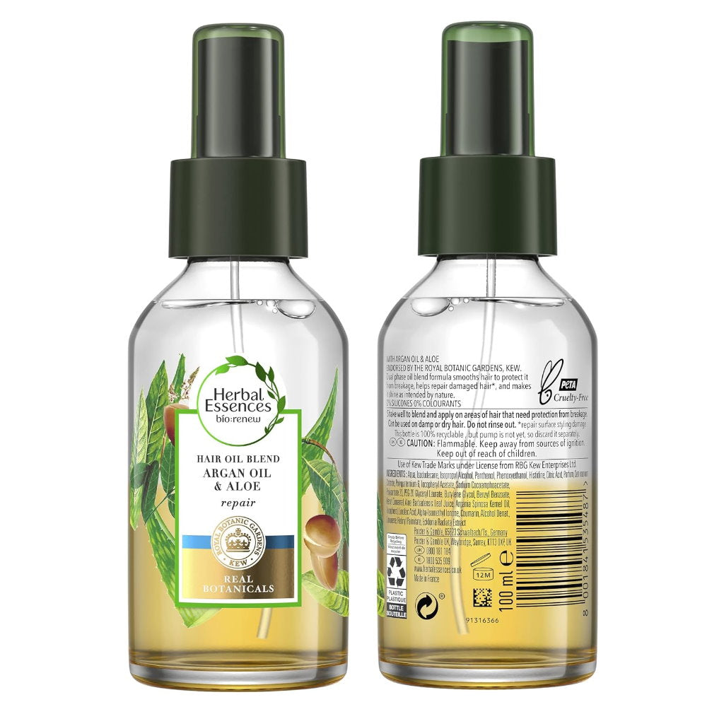 Shop Online 3x Herbal Essences Hair Oil Blend Argan Oil & Aloe Repair - Makeup Warehouse Australia