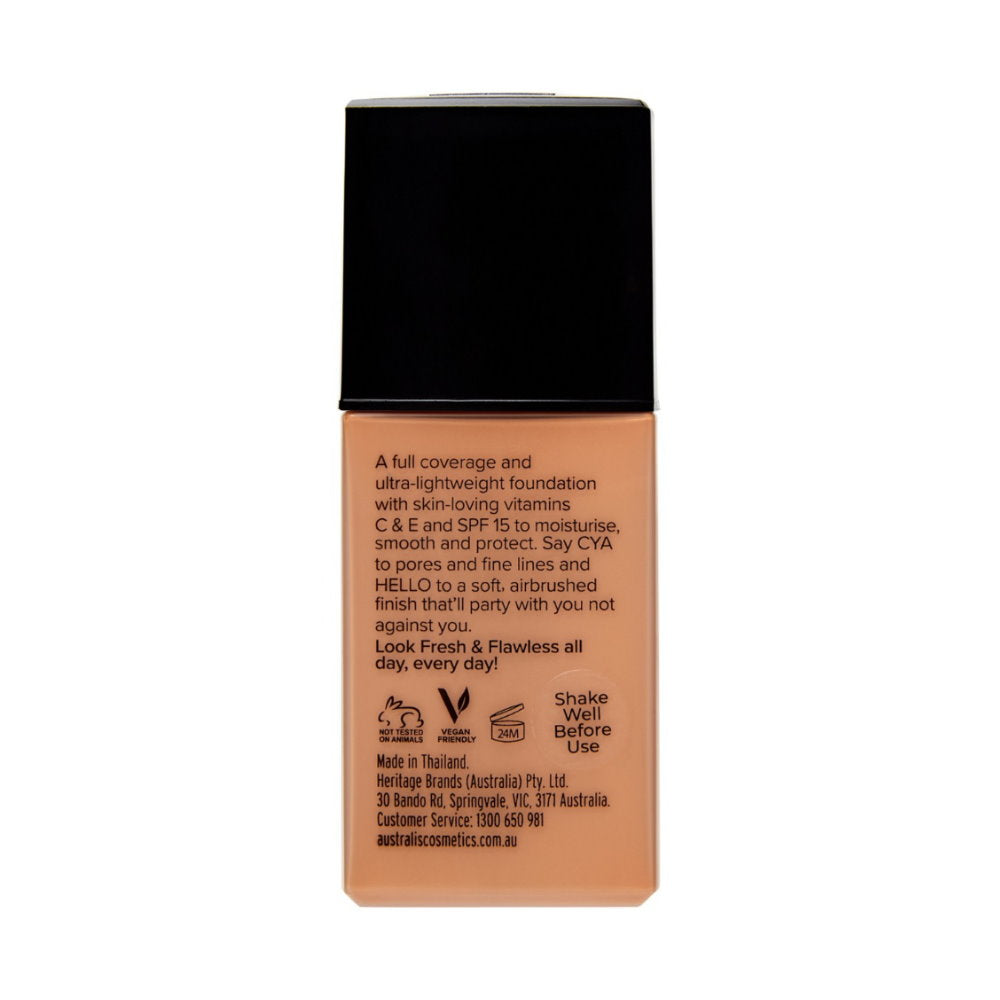 3x Australis Fresh & Flawless Full Coverage Foundation SPF 15 Fawn