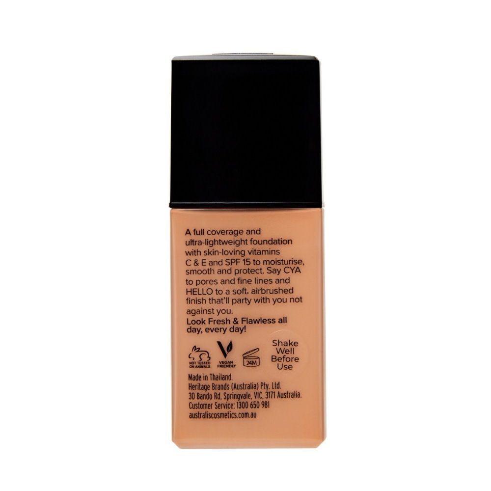 3x Australis Fresh & Flawless Full Coverage Foundation SPF 15 Warm Sand