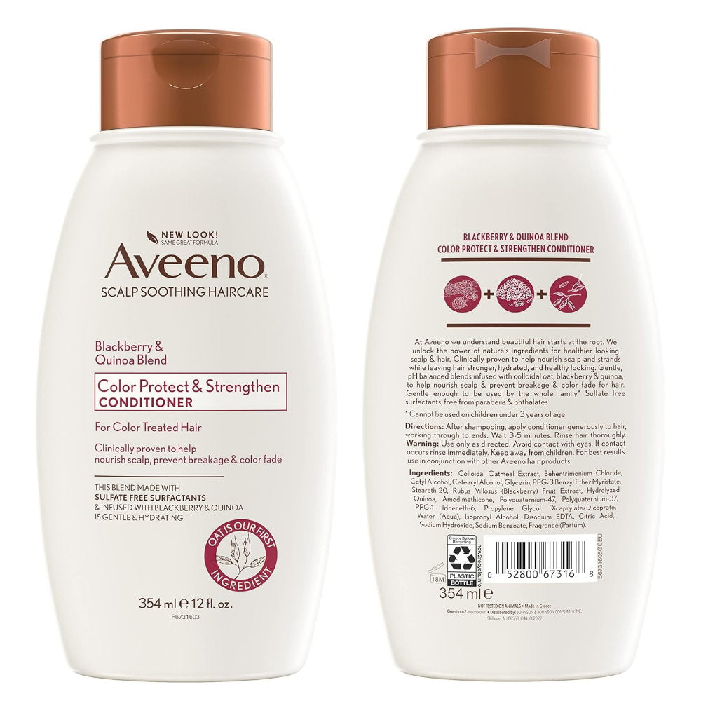 2x Aveeno Color Protect & Strengthen Blackberry & Quinoa Blend Conditioner 354ml