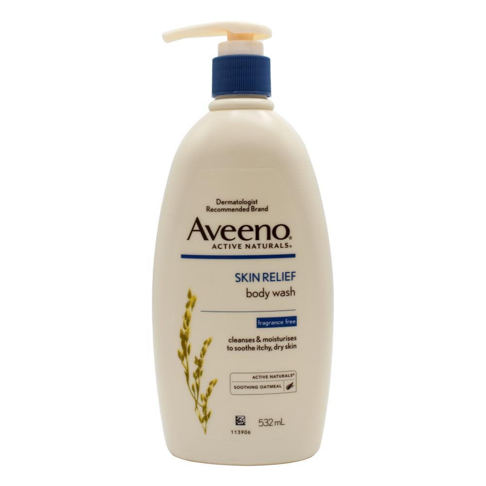 3x Aveeno Skin Relief Body Wash Fragrance Free 532ml