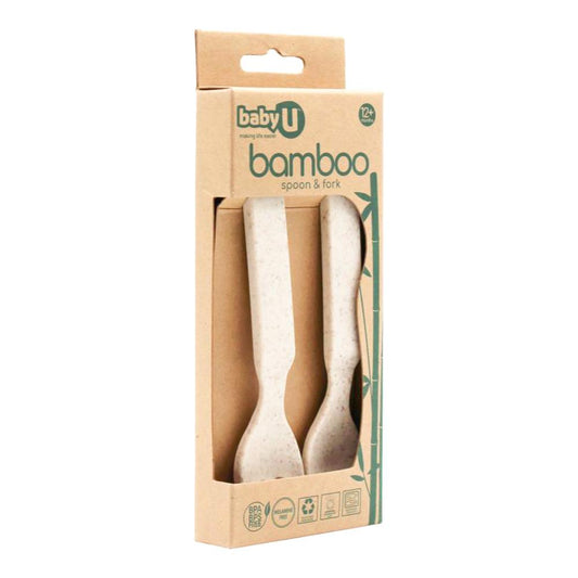3x Baby U Bamboo Spoon and Fork Set
