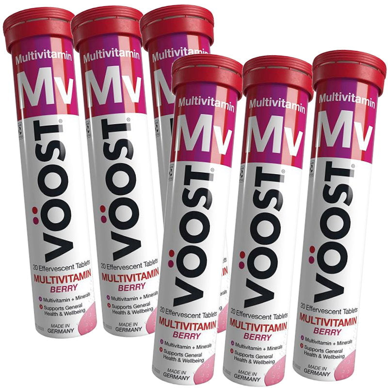 6x VOOST Multivitamin Berry Effervescent Tablets 20  - Makeup Warehouse Australia